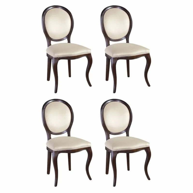 Preisknaller Casa Padrino ensemble de 4 chaises de salle à manger baroque de luxe crème / marron foncé - Meubles de style baroque