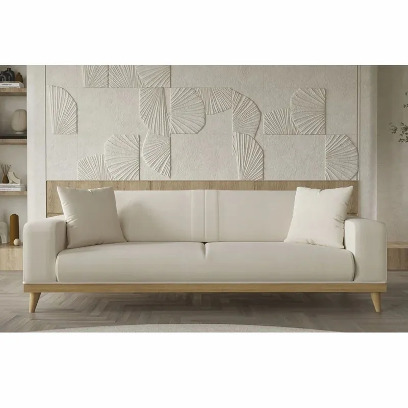 Casa Padrino canapé 3 places de luxe avec dossiers réglables crème / naturel 224 cm - Intérieur de luxe Nur Heute