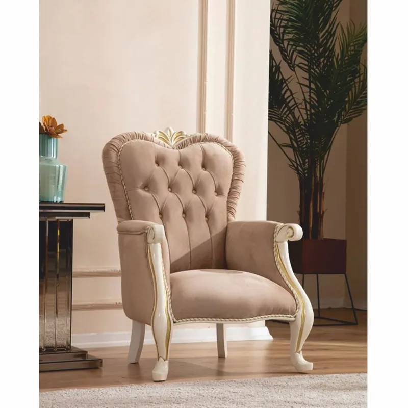Casa Padrino fauteuil de salon baroque de luxe marron clair / blanc / or - Meubles de style baroque Aktuell