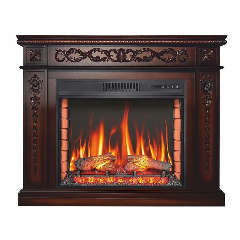 Markenware Casa Padrino cheminée électrique baroque LED marron foncé 113 x 31 x H. 92,2 cm - Meubles baroques