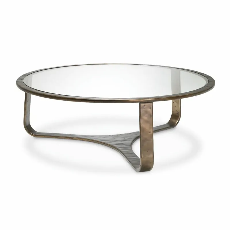Markenprodukt Casa Padrino table basse de luxe en aluminium avec plateau en verre bronze Ø 102 cm - Meubles de salon