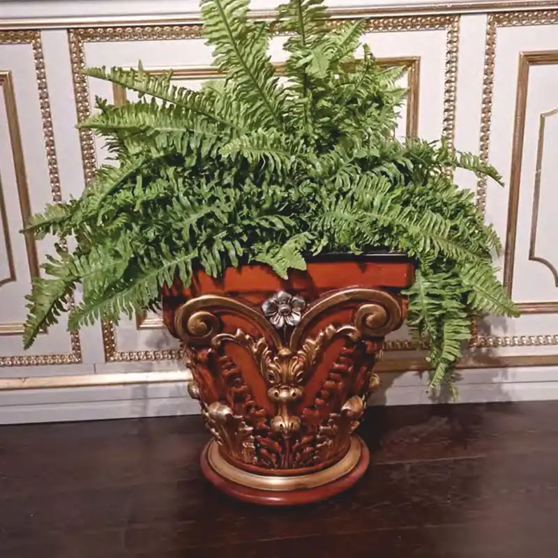 Casa Padrino pot de fleurs baroque de luxe marron / or / argent H. 45 cm - Fabriqué en Italie Begrenztes Angebot