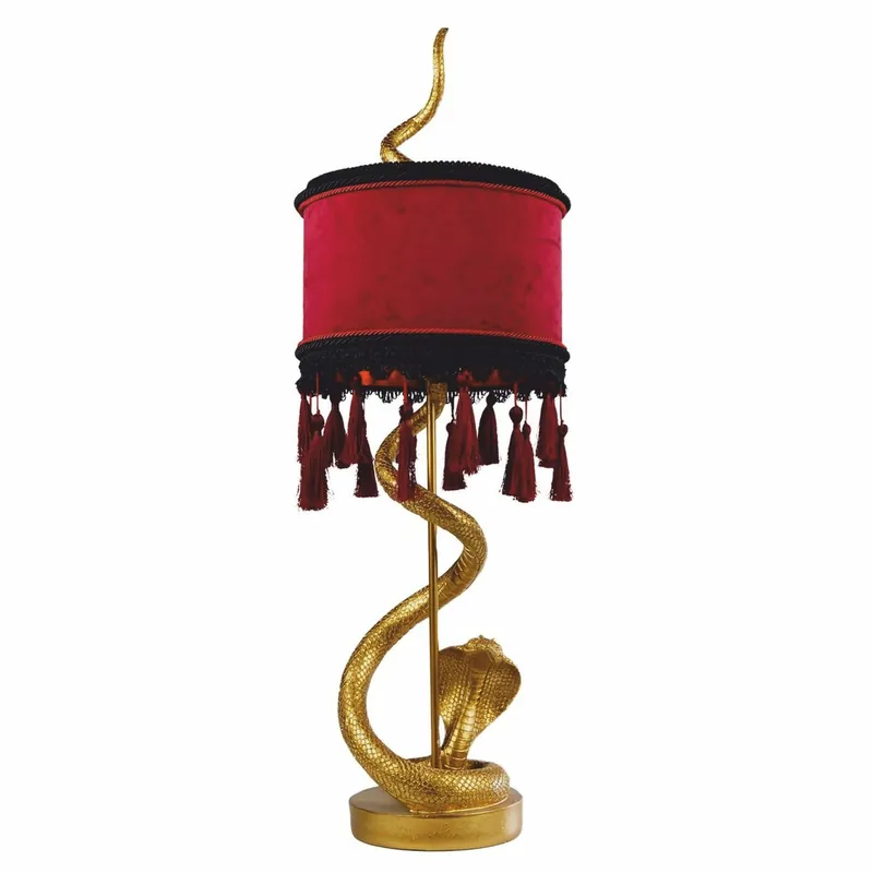 Rabatt Casa Padrino lampe de table de luxe serpent or / bordeaux rouge / noir H. 80 cm - Lumières de luxe