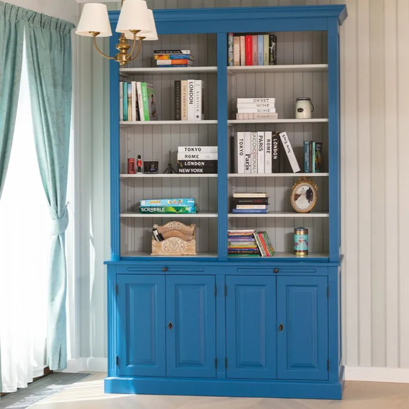 Mega-Angebot Casa Padrino armoire à livres style campagnard bleu / gris 159 x 51 x H. 244 cm - Meubles de style campagnard