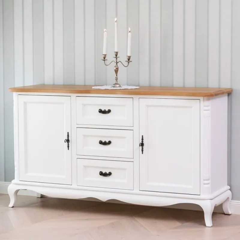 Casa Padrino buffet de style campagnard blanc / naturel 158 cm - Meubles de style campagnard Sale
