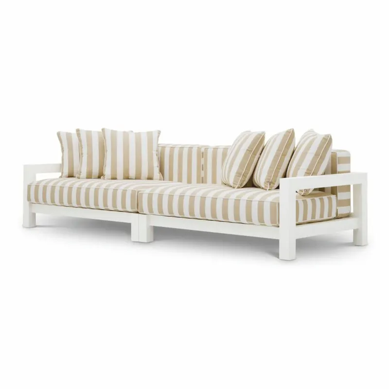 Casa Padrino canapé extérieur de jardin de luxe blanc mat / beige 273,5 cm - Meubles de jardin de luxe Super-Preis