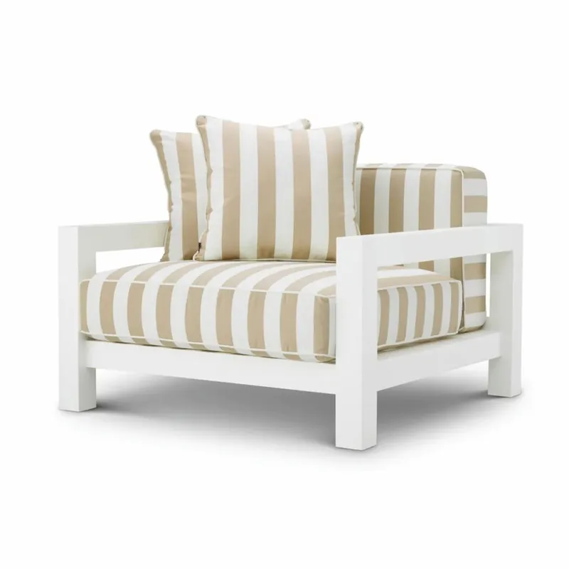 Sofort Bestellen Casa Padrino fauteuil de jardin d'extérieur de luxe blanc mat / beige 101 cm - Meubles de jardin de luxe