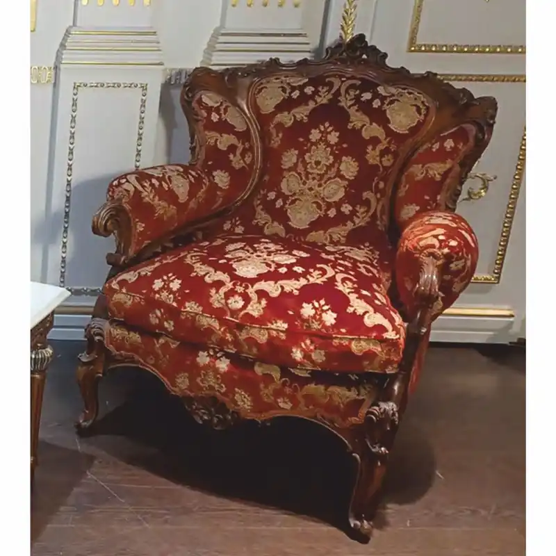 Casa Padrino fauteuil de salon baroque de luxe bordeaux rouge motif / marron - Fabriqué en Italie Direktkauf