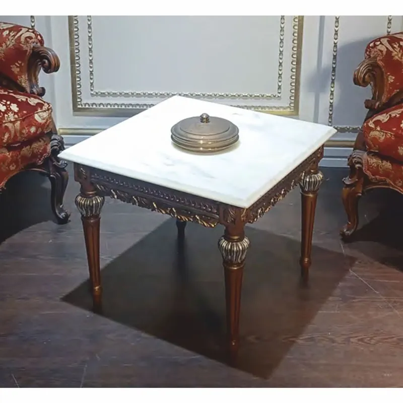 Casa Padrino table d'appoint baroque de luxe avec plateau en marbre marron / or / blanc - Fabriqué en Italie Neu