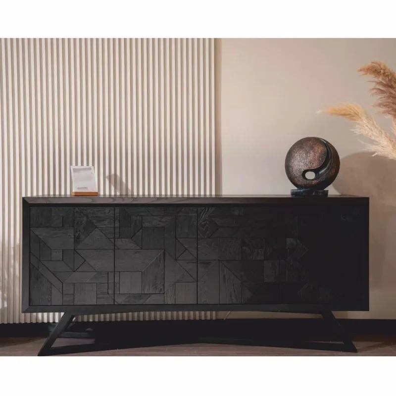 Neu Im Sortiment Casa Padrino buffet de luxe avec 4 portes noir 205 cm - Meubles de luxe
