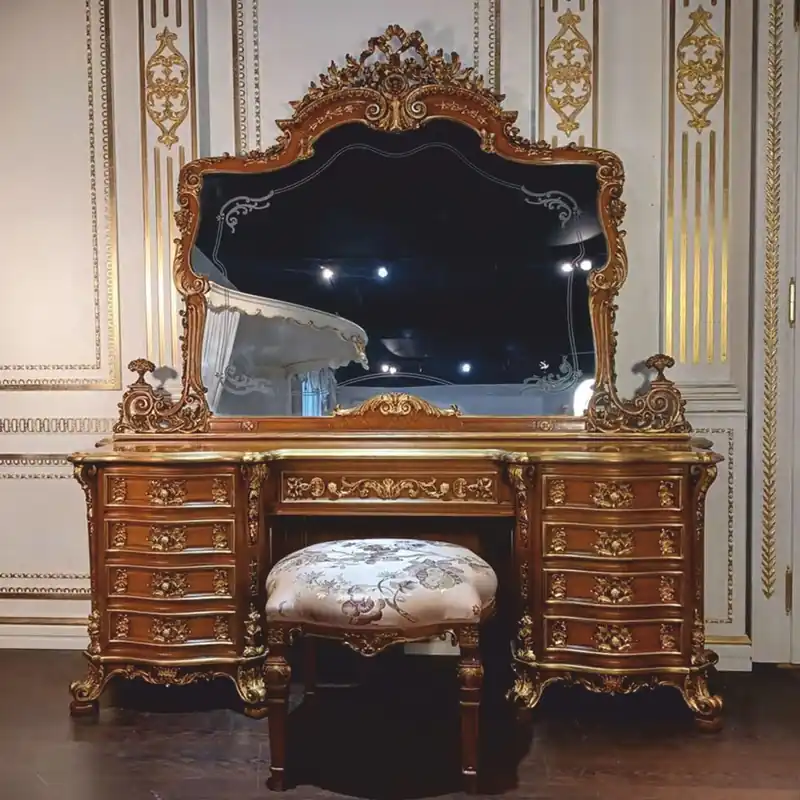 Casa Padrino ensemble de coiffeuse baroque de luxe marron / or - Fabriqué en Italie Markenware