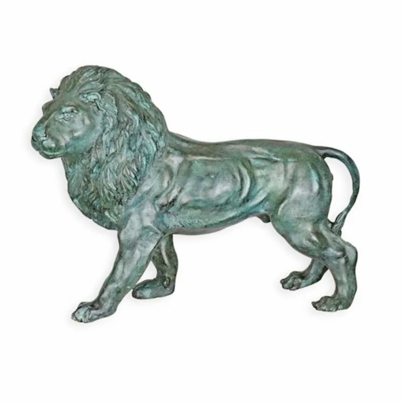 Geprüft Casa Padrino sculpture décorative en bronze lion côté droit turquoise / gris 32,7 cm - Décoration de bureau