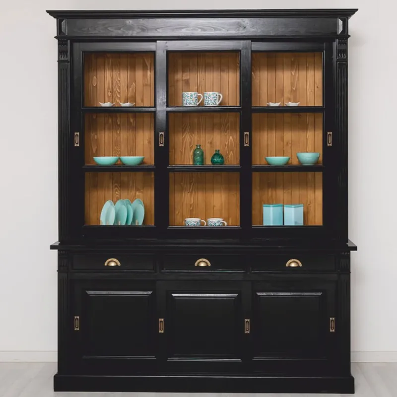 Direkt Vom Hersteller Casa Padrino armoire de salle à manger de style campagnard noir / marron 180 x 51 x H. 220 cm