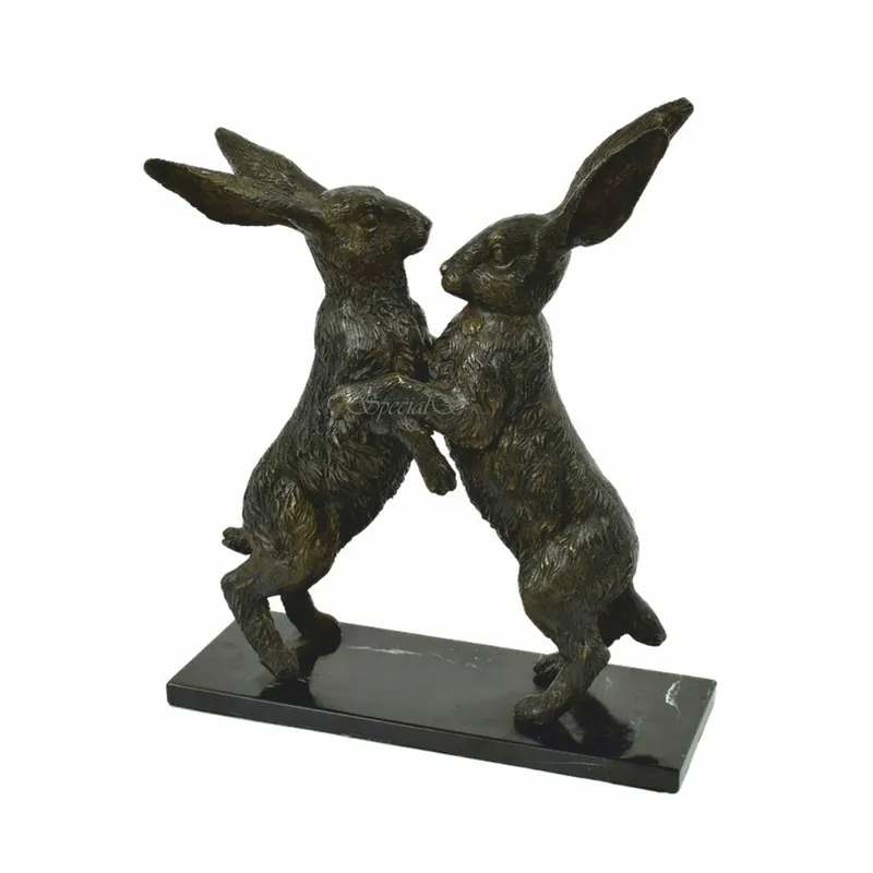 Neue Ware Casa Padrino sculpture décorative de luxe en bronze lapins H. 50 cm - Accessoires de décoration