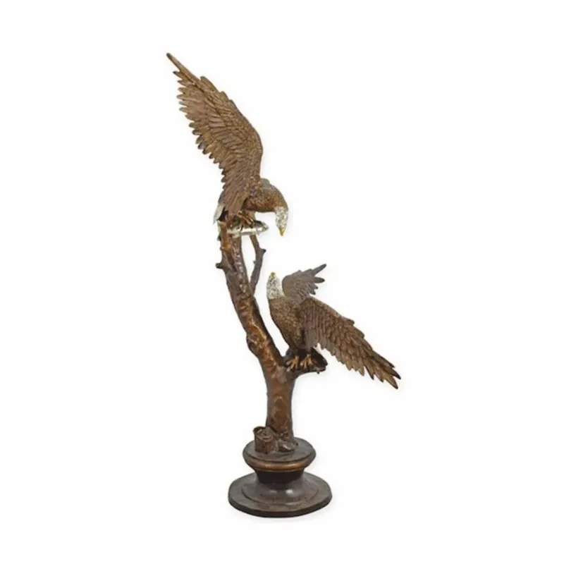 Casa Padrino sculpture décorative de luxe en bronze 2 aigles sur une branche H. 159 cm - Grande figurine en bronze Markenware