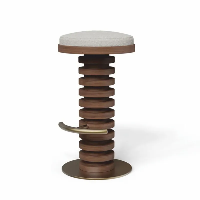 Top-Preis Casa Padrino tabouret de bar de luxe en bois massif marron / crème / laiton H. 75 cm - Qualité premium
