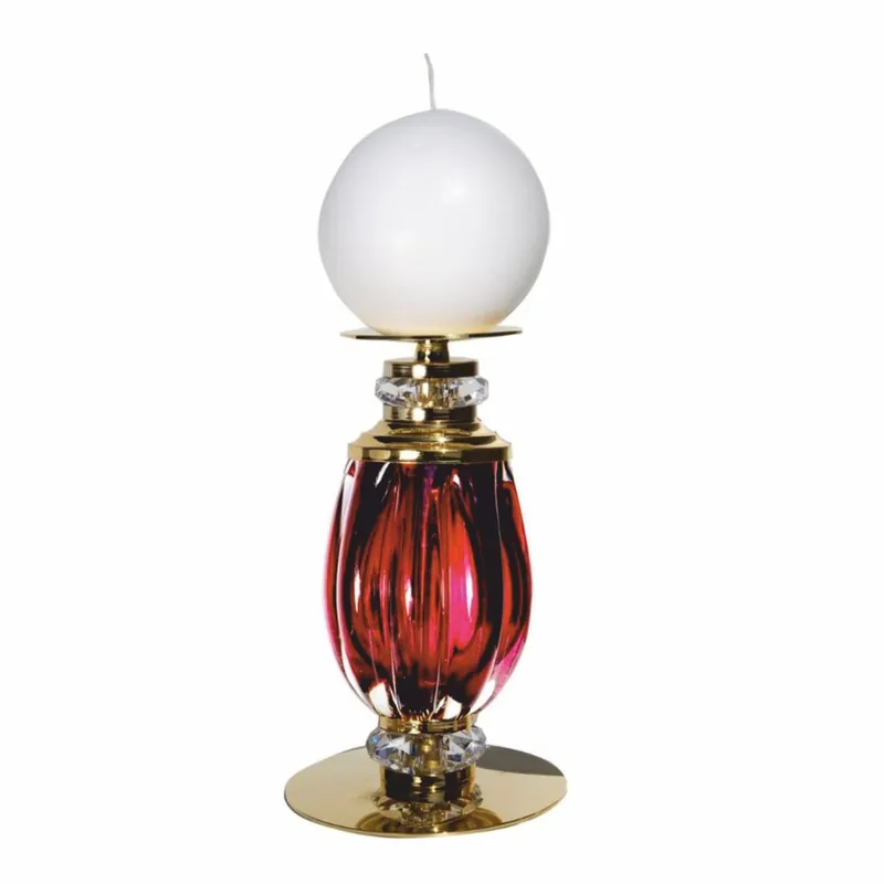 Solange Der Vorrat Reicht Casa Padrino porte bougie en cristal de luxe rouge rubis / or H. 18 cm - Fabriqué en Italie
