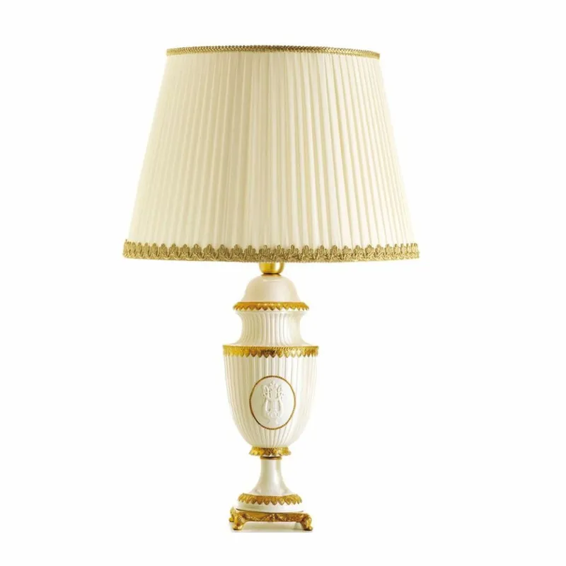 Casa Padrino lampe de table baroque de luxe en porcelaine blanc / or / ivoire H. 78 cm - Fabriquée en Italie Super-Preis