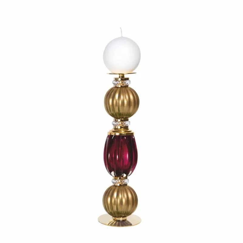 Casa Padrino porte bougie en cristal de luxe rouge rubis / or H. 42 cm - Fabriqué en Italie Sale