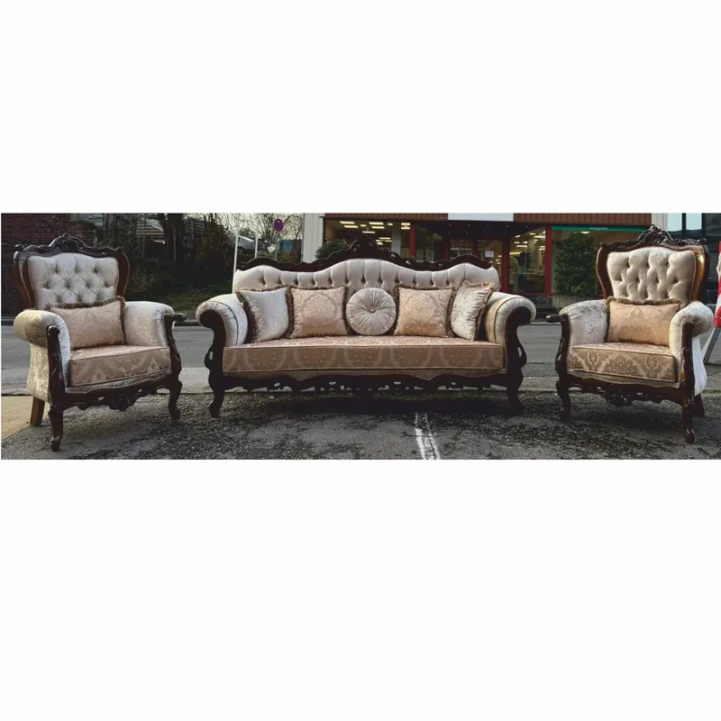 Highlight Casa Padrino ensemble de salon baroque de luxe argent / marron foncé - Meubles de style baroque