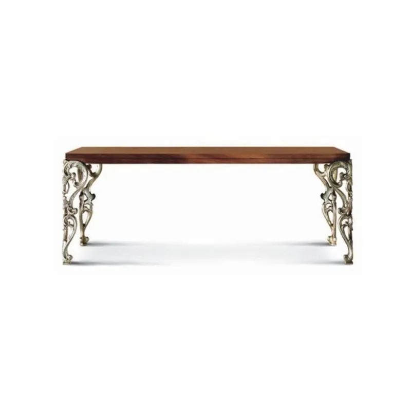 Casa Padrino table à manger baroque de luxe marron / argent 203 cm - Fabriqué en Italie Neue Kollektion