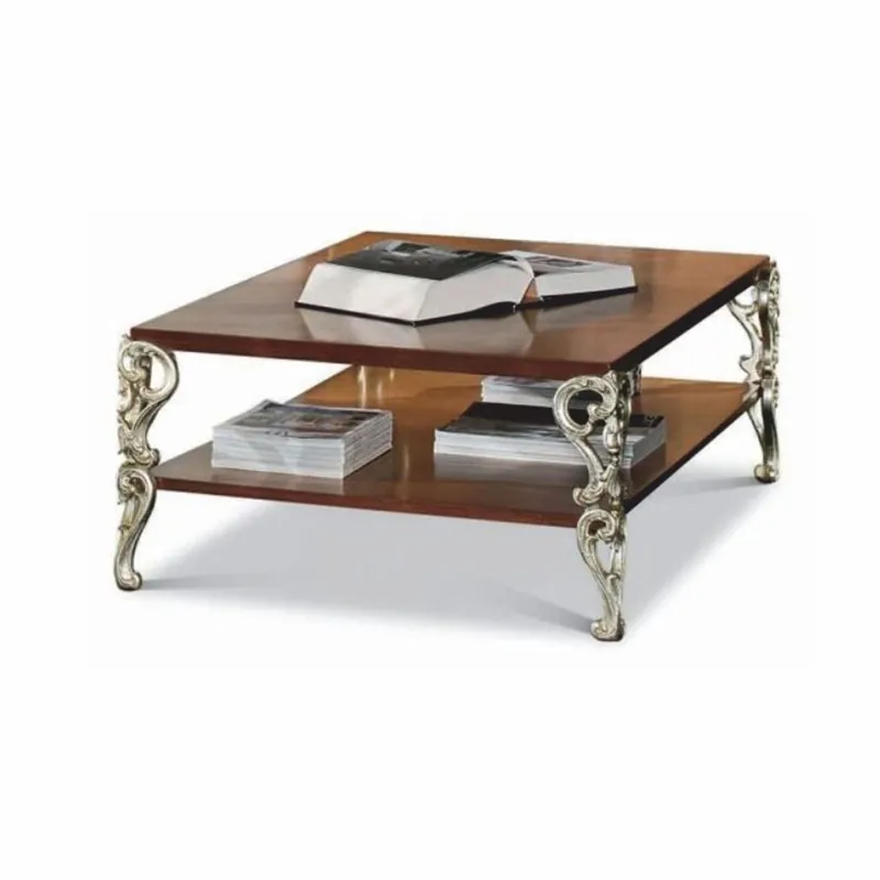 Preiswert Casa Padrino table basse baroque de luxe marron / argent 123 cm - Fabriqué en Italie