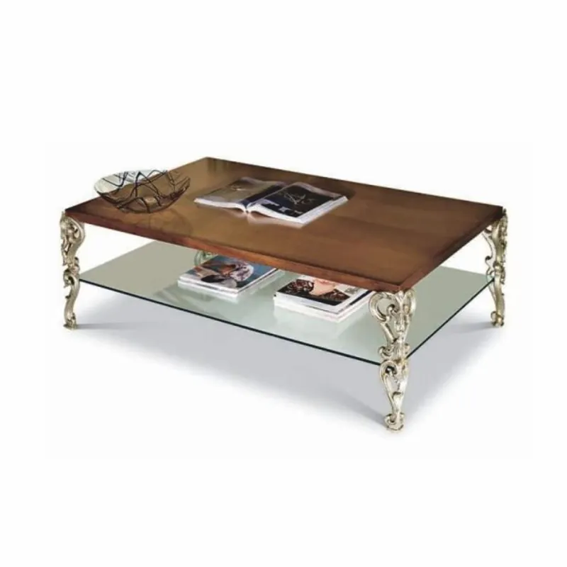 Expressversand Casa Padrino table basse baroque de luxe marron / argent 123 cm - Meubles de style baroque italien