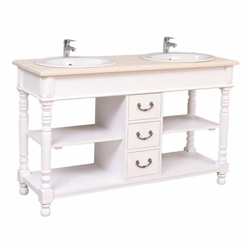 Casa Padrino armoire lavabo double de style campagnard avec 2 vasques blanc / naturel 150 cm Jetzt Bestellen