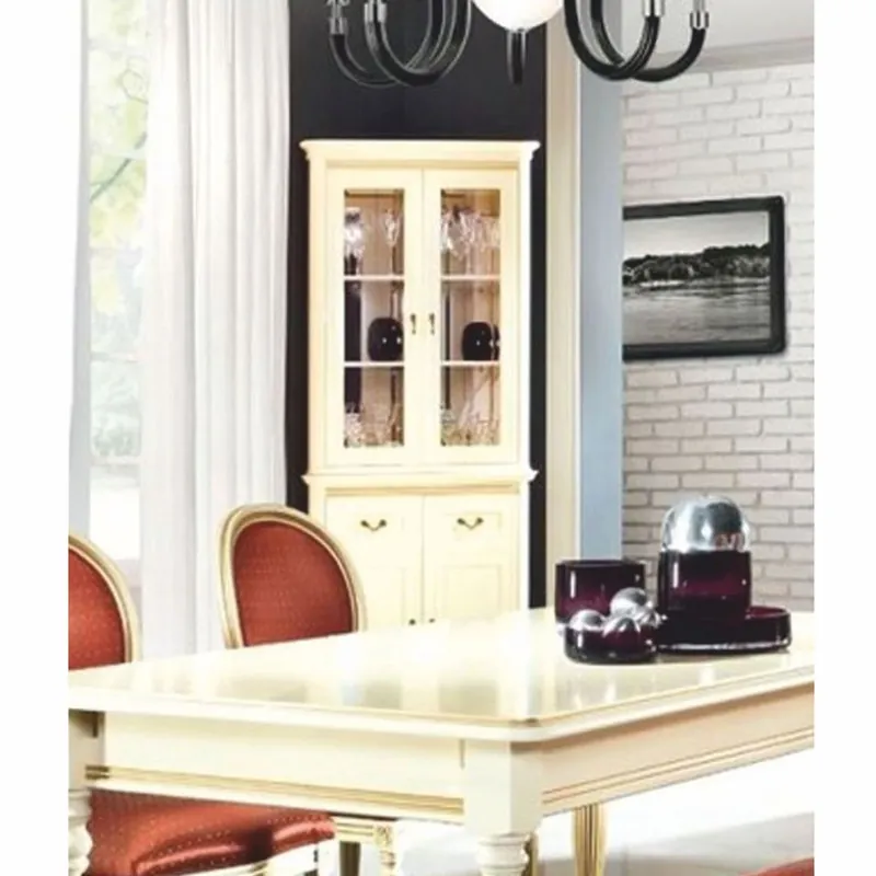 Casa Padrino vitrine d'angle baroque de luxe crème / or H. 206,6 cm - Meubles de salle à manger baroque Knallerangebot