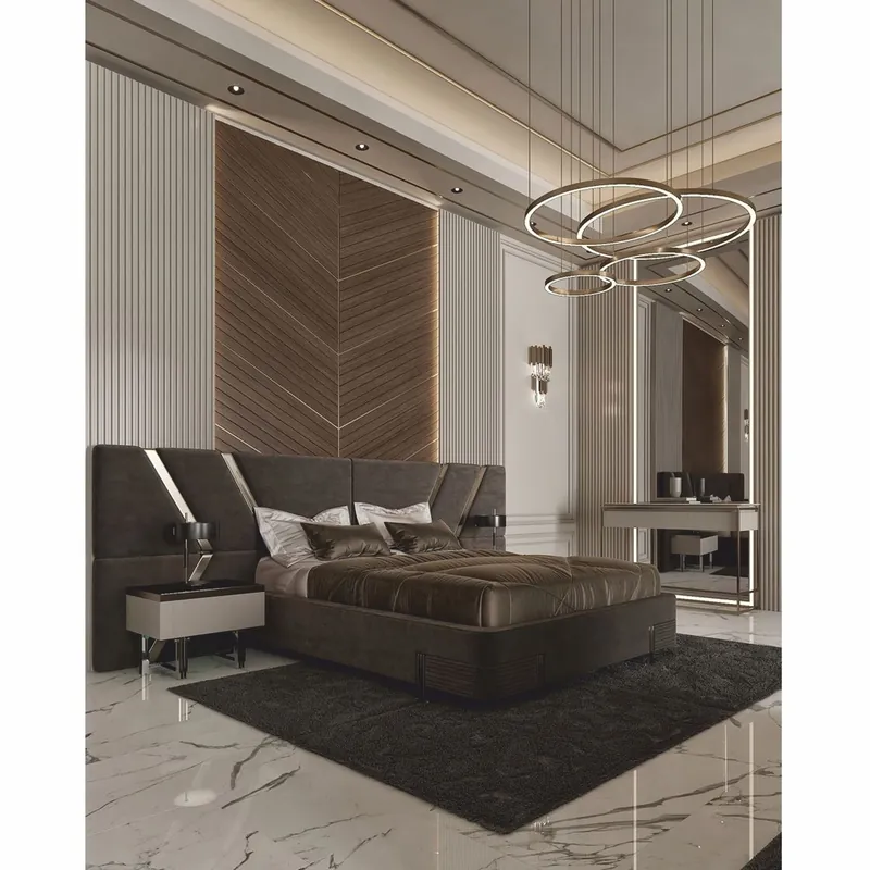 Casa Padrino lit double de luxe noir / argent - Meubles d'hôtel et de chambre à coucher Geprüft