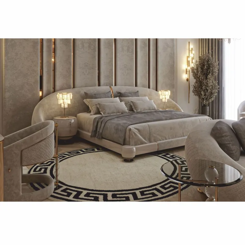 Casa Padrino lit double de luxe gris / or - Meubles d'hôtel et de chambre à coucher Neuheit
