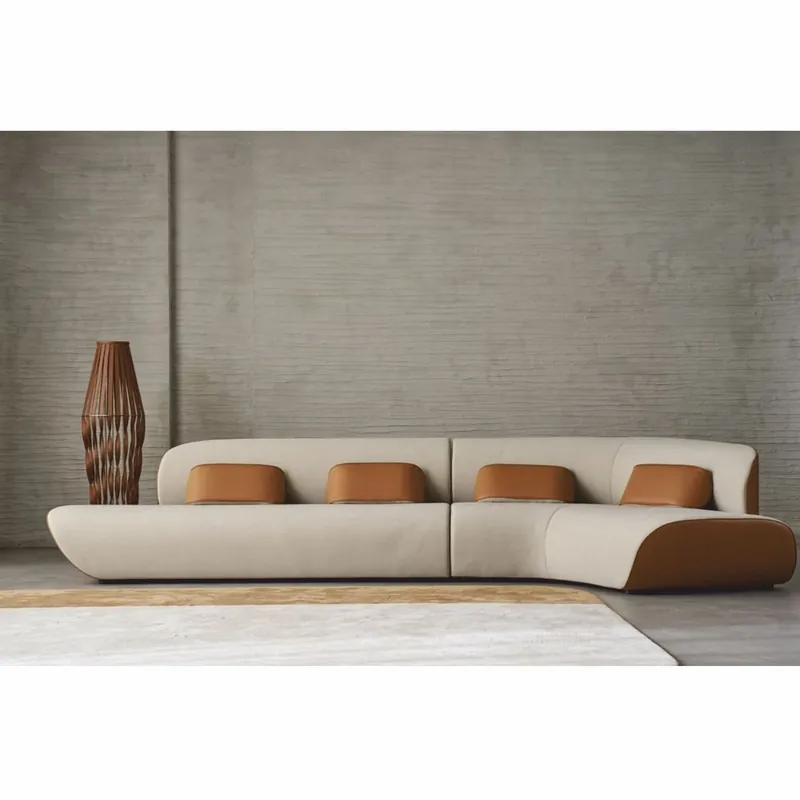 Neue Kollektion Casa Padrino canapé d'angle de luxe gris clair / marron 402 cm - Meubles de salon et d'hôtel