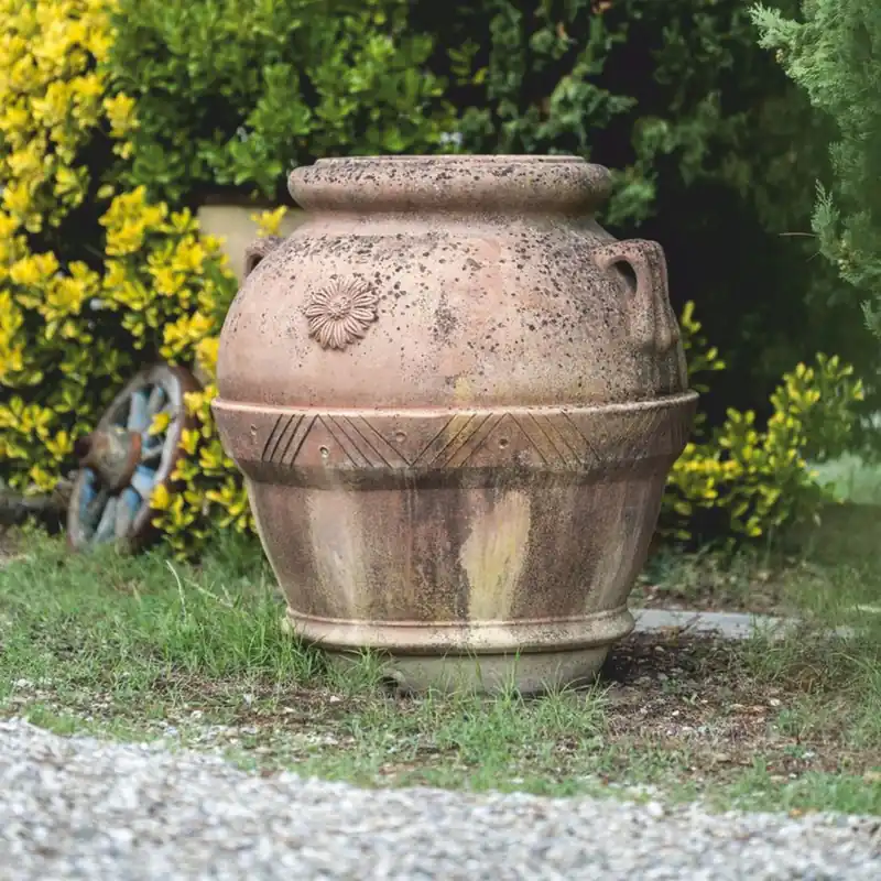 Super-Preis Casa Padrino Pot de Fleurs Art Nouveau en Terre Cuite Beige H. 95 cm - Fabriqué en Italie