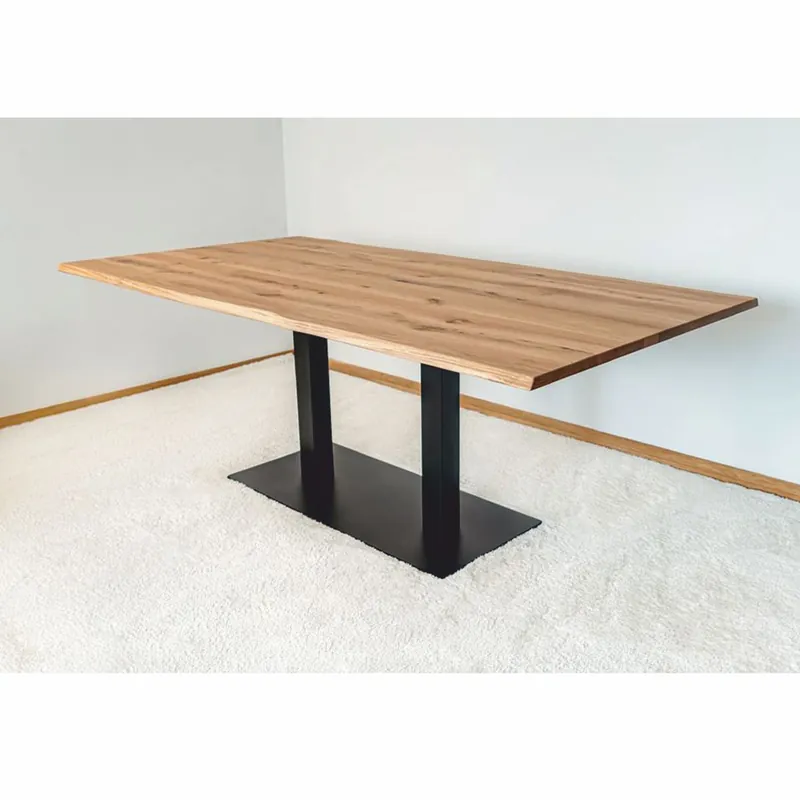 Casa Padrino table à manger de luxe en chêne naturel / noir - Différentes tailles - Meubles de salle à manger Must-Have