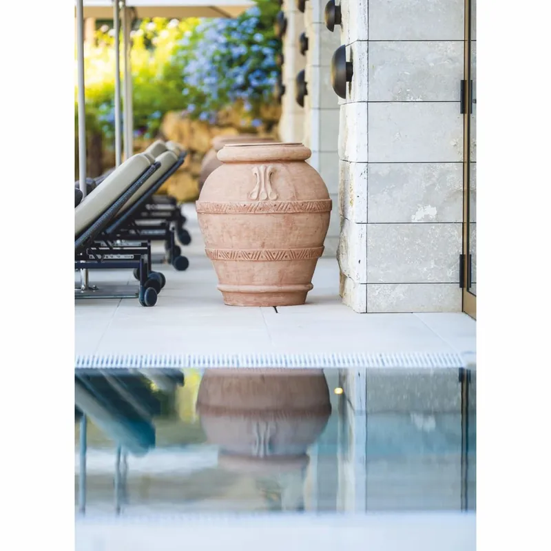 Casa Padrino Pot de Fleurs Art Nouveau en Terre Cuite Beige H. 85 cm - Fabriqué en Italie Garantierte Lieferung