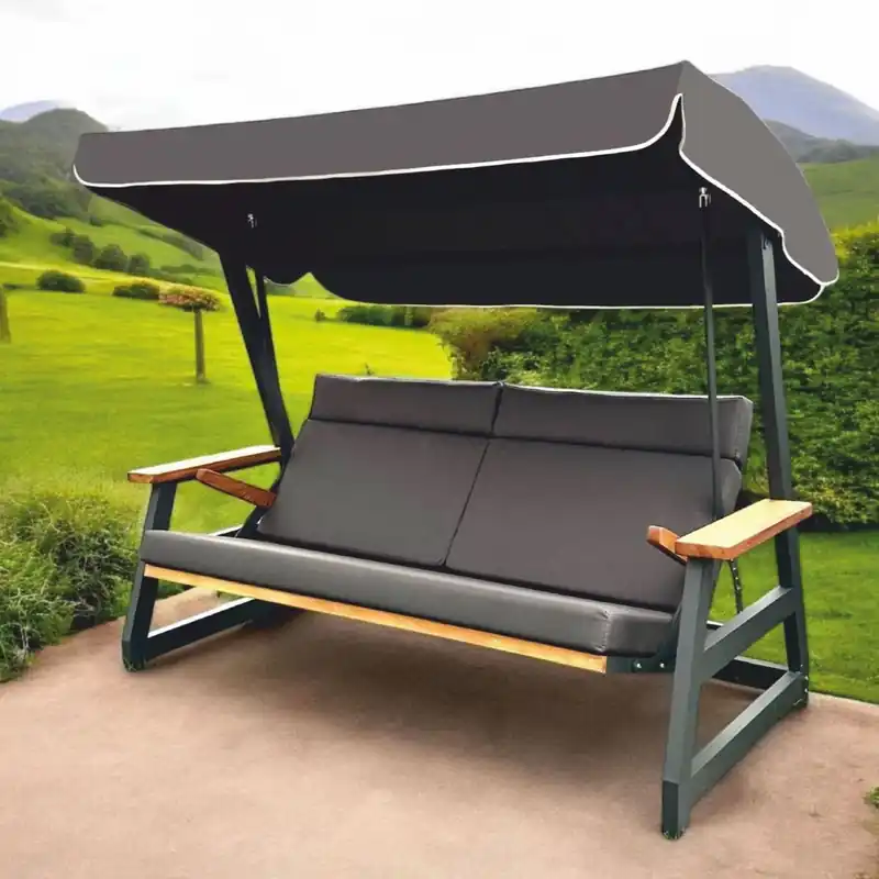 Casa Padrino balançoire Hollywood de luxe anthracite / marron 226 cm - Meubles de jardin et terrasse Highlight