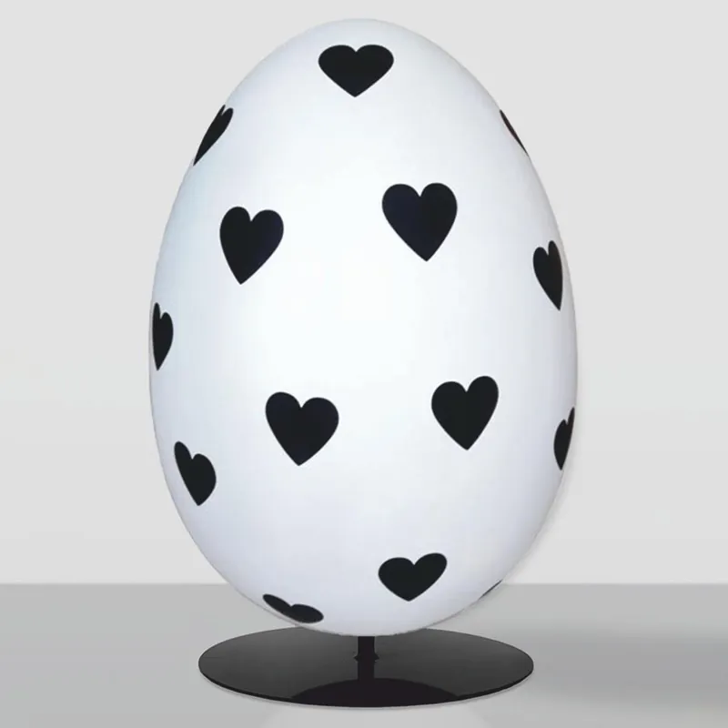 Jetzt Kaufen Casa Padrino oeuf de pâques décoratif XXL avec support blanc / noir H. 160 cm - Décoration de pâques