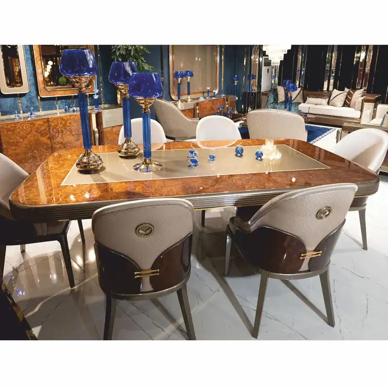 Neue Kollektion Casa Padrino table à manger de luxe marron / or / gris 240 cm - Meubles de salle à manger