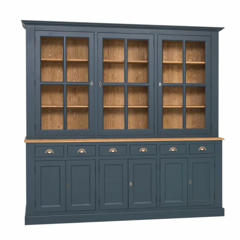 Casa Padrino armoire de salle à manger de style campagnard bleu foncé / naturel 245 cm - Meubles de salle à manger Knallerangebot