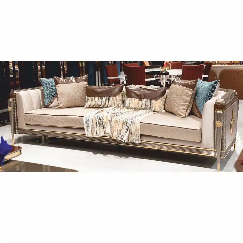Casa Padrino canapé de luxe gris / marron / or 280 cm - Meubles de salon et d'hôtel Sonderangebot