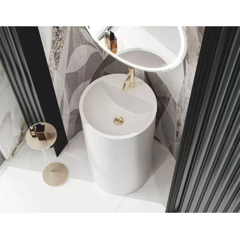 Solange Der Vorrat Reicht Casa Padrino lavabo sur pied de luxe blanc Ø 46 x H. 88 cm - Accessoires de salle de bain
