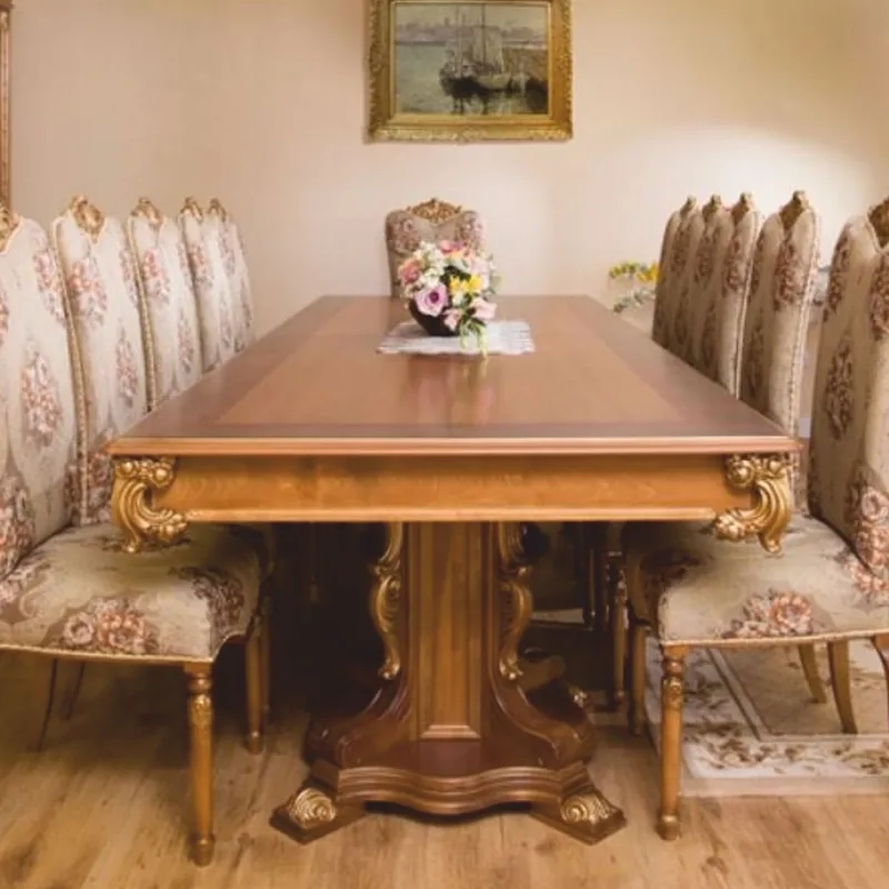 Casa Padrino table à manger baroque de luxe marron / or 310 cm - Meubles de salle à manger baroque Echt