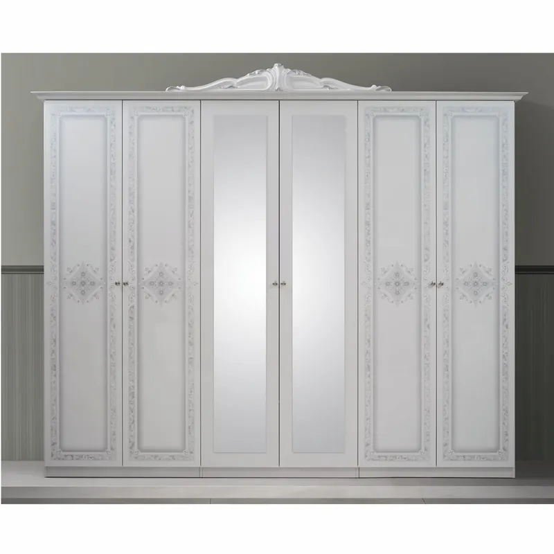 Top-Seller Casa Padrino armoire de chambre baroque de luxe blanc / gris 261,4 cm - Meubles de chambre baroque