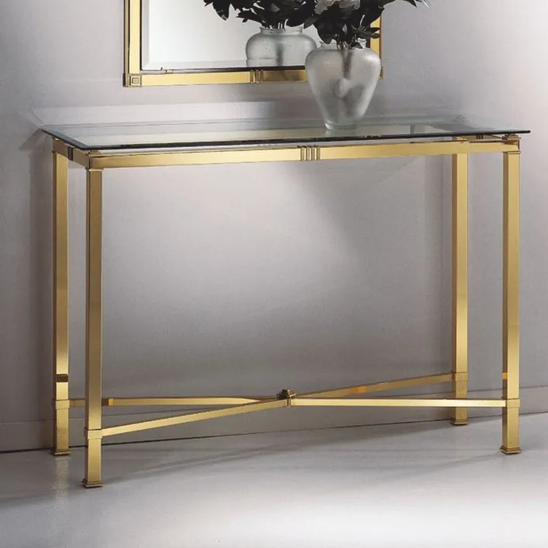 Casa Padrino console de luxe laiton brillant / laiton satiné 110 cm - Fabriqué en Italie Schneller Versand