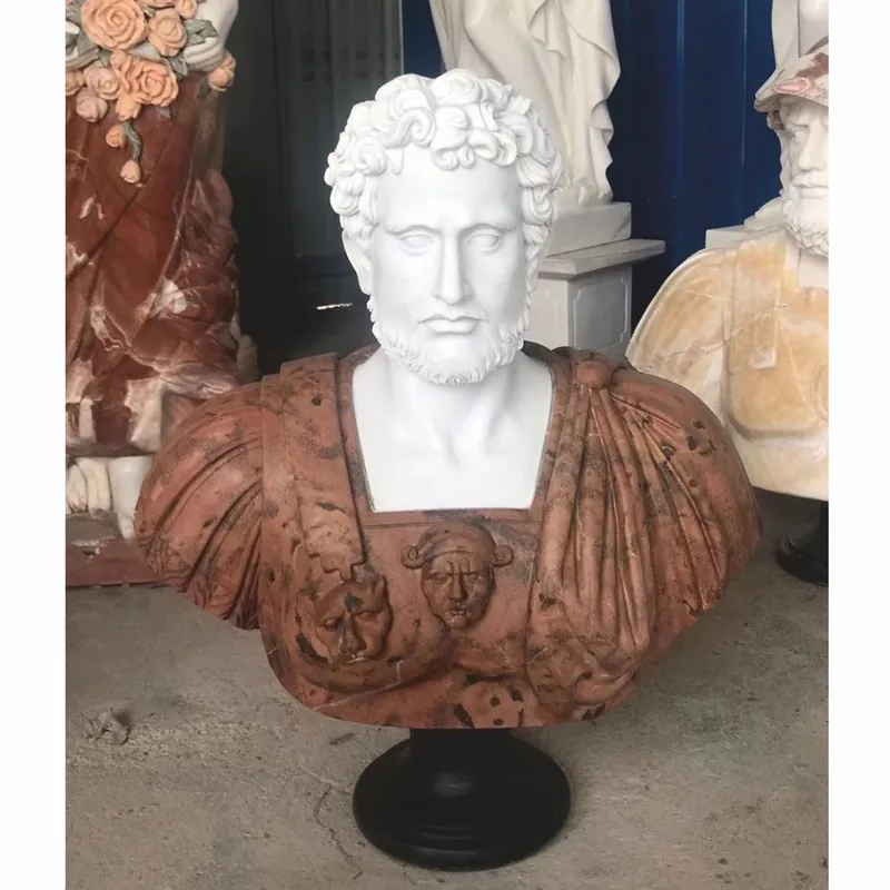 Casa Padrino buste de style antique de luxe en marbre romain blanc / marron / noir H. 80 cm Aktuell