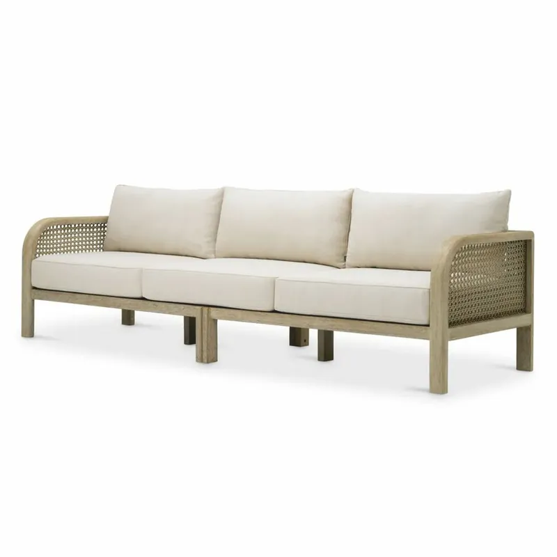 Casa Padrino canapé de jardin de luxe en teck sable / beige 283 cm - Meubles de jardin Preisreduziert