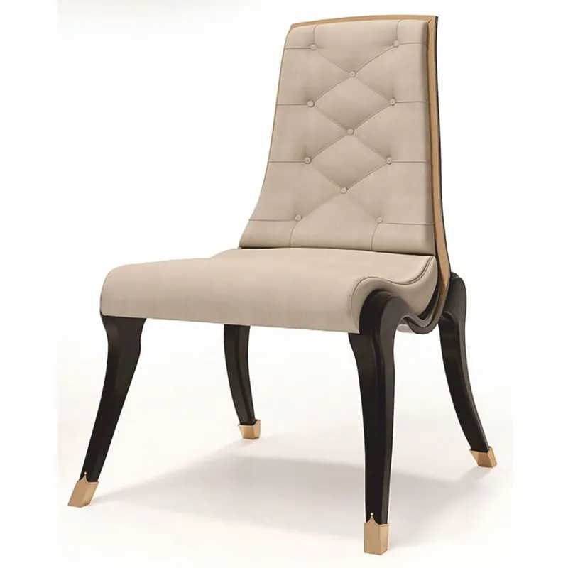 Casa Padrino chaise de salle à manger en cuir de luxe beige / noir / bronze - Fabriquée en Italie Preisknaller