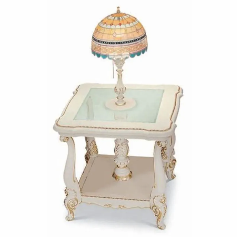 Casa Padrino table d'appoint baroque de luxe avec lampe de table Tiffany blanc / or H. 115 cm - Fabriqué en Italie Aktuell