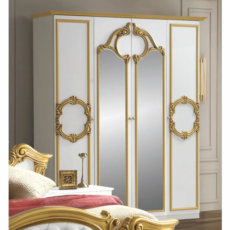 Casa Padrino armoire de chambre baroque de luxe blanc / or 177 cm - Meubles de chambre baroque Must-Have