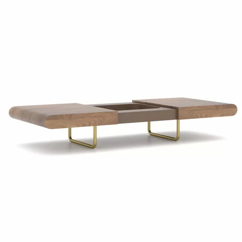 Sale Casa Padrino table basse de luxe marron / laiton 140-210 cm - Table de salon extensible